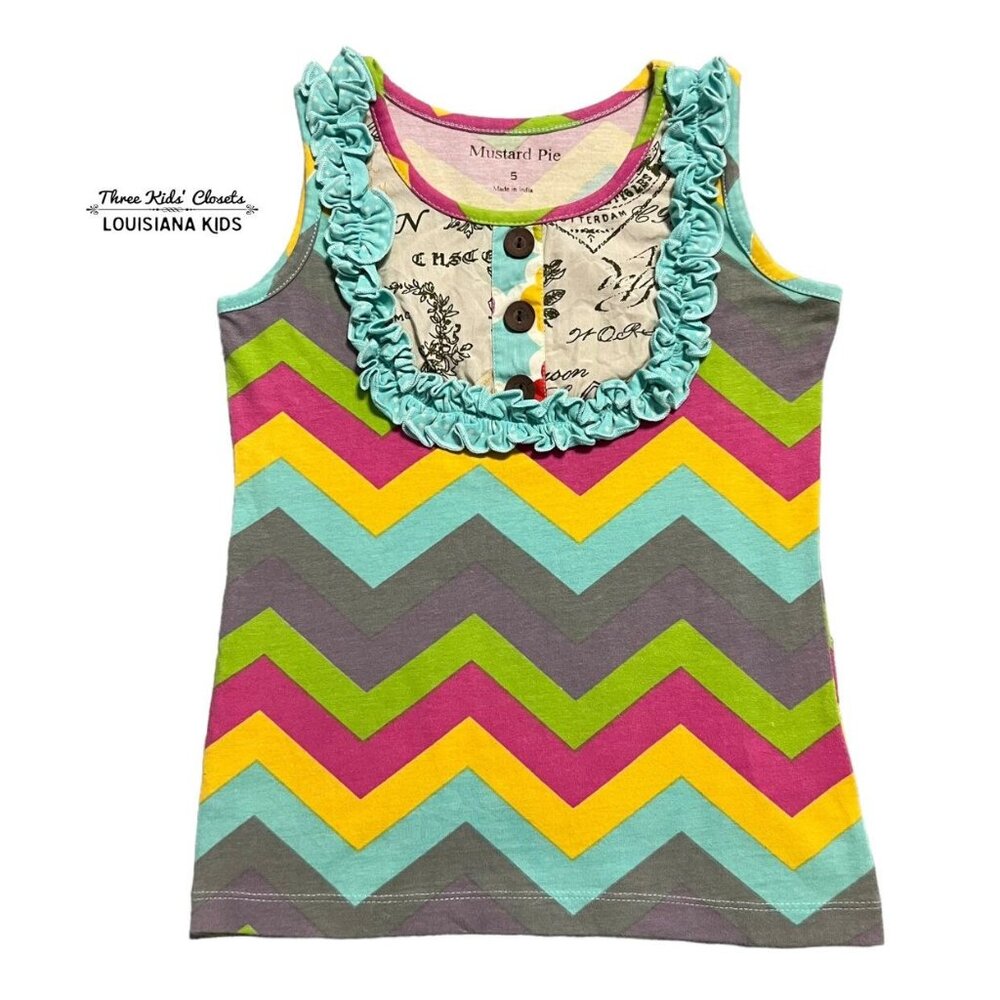Mustard Pie Sz 5 Colorful Chevron Ruffle Tank Top